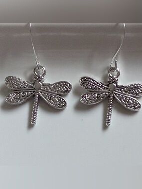 Nickel Free Silver Dragonfly Dangle Earrings - Women's Jewelry